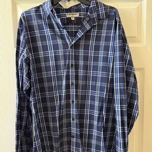 Express Men's Blue Plaid Shirt